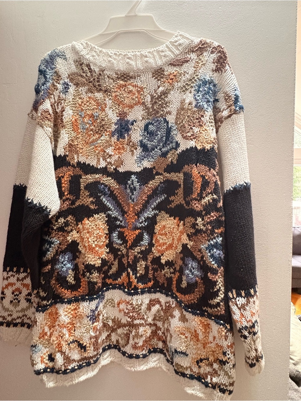 Vintage Crystal-Kobe Floral Tapestry Sweater Ramie Cotton Cottagecore Medium